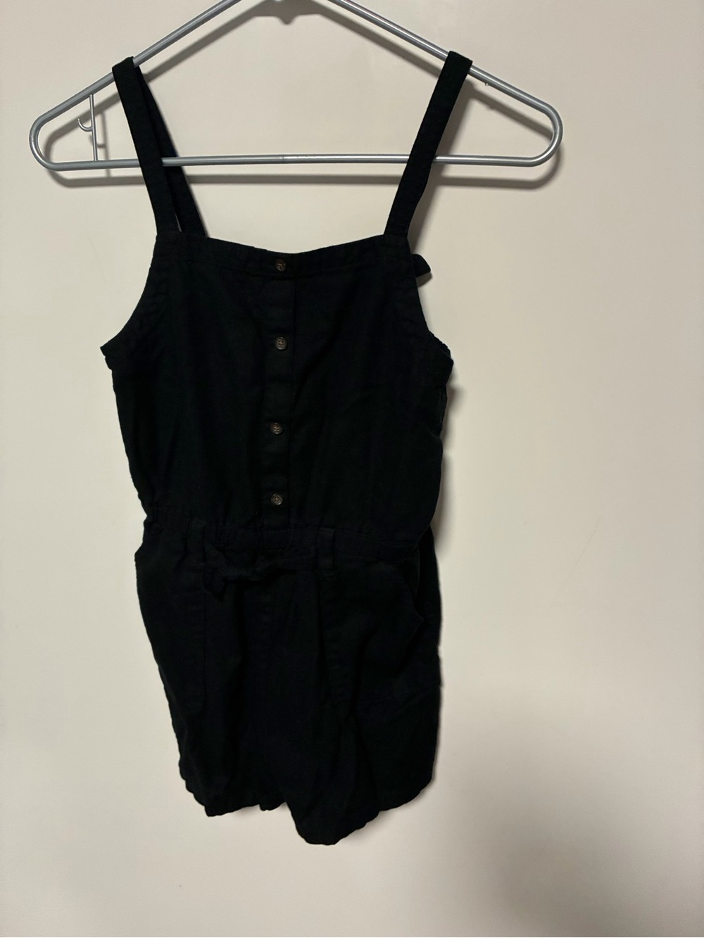 Old Navy Black Button-Front Girls Romper with Tie Waist